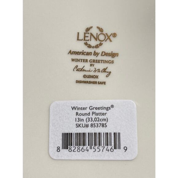Lenox Winter Greetings Serving Platter Round 13" Cardinal New Without Box - Picture 7 of 7